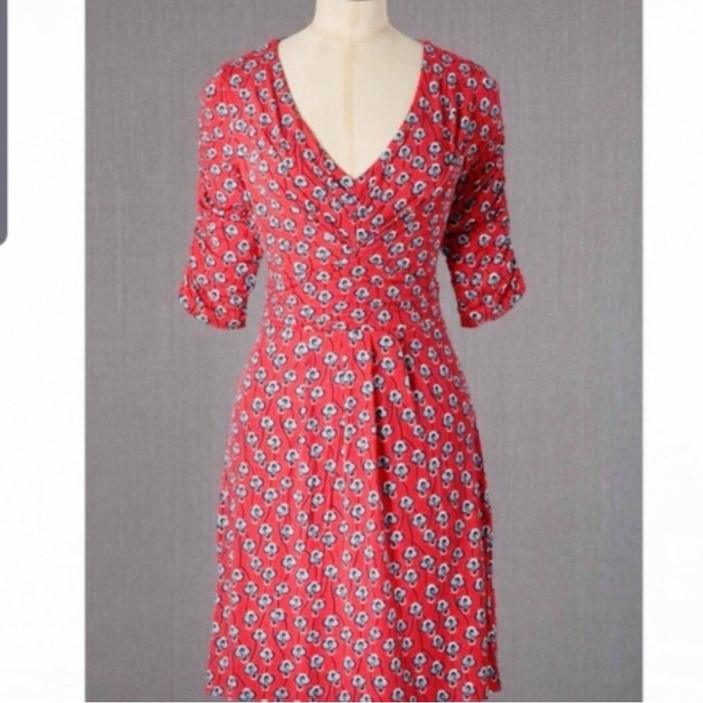 Boden Red Floral Midi Dress